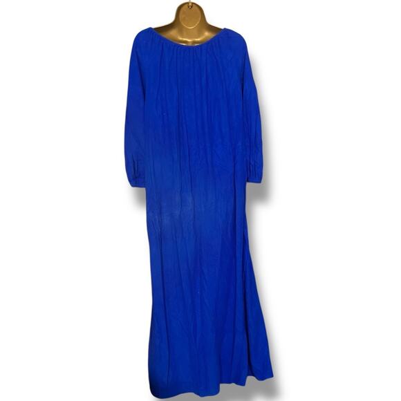 Vintage Royal Blue Fleece Nightgown w/ Pockets – Cozy & Bold XL/2XL - Picture 4 of 7